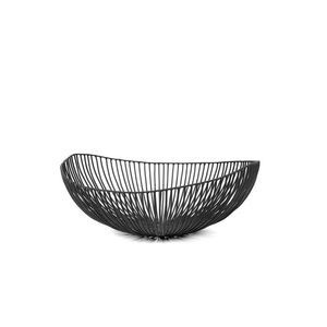 Organisateur de fruits et légumes pour comptoir de cuisine, design ondulé en bambou noir avec fonction de suspension, panier à fruits en fil métallique flexible - Product Image 1