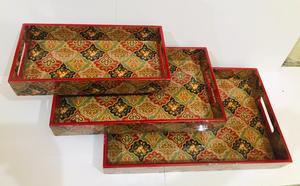 Custom Made Decorative <b>Trays</b> Featuring a Peacock-themed Design with Patterns and a Blue and Gold Color Scheme. Idle for Gifting - Product Image 6