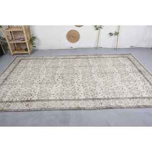 Classic Beige <b>Vintage</b> Turkish <b>Rug</b> 5.9 X 10.1ft Handmade Wool Polyester Patchwork Design for Living Room Rectangle Hallway Latex - Product Image 3
