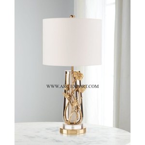 Lampes éclaircissantes de décoration de table Resorts Lampes de luxe classiques en acier inoxydable et aluminium poli miroir doré - Product Image 1