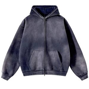 Alta calidad 500 GSM algodón grueso peso pesado sudaderas con capucha de gran tamaño sin cuerda Unisex logotipo personalizado sudaderas con capucha lavadas con ácido - Product Image 2