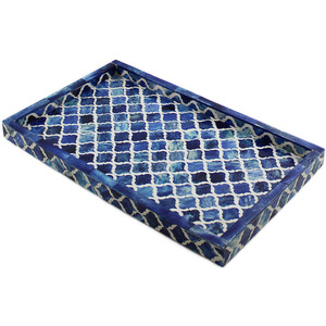 Replicartz Bone Inlay Rectangle <b>Serving</b> Home Decor <b>Tray</b> ST0001 for Food Drinks Cocktail Great for Parties Entertaining & Gifts - Product Image 2