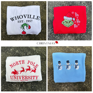 <b>Christmas</b> 300GSM Cotton Embroidered Crew Neck <b>Sweatshirt</b> Autumn Winter Season High Quality Custom <b>Sweatshirts</b> Wholesale - Product Image 5