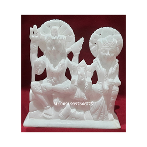 Escultura de Shiva Parivar de mármol blanco hecho a mano por los mejores diseñadores indios con un hermoso diseño para el culto en el hogar, la oficina y el templo. - Product Image 2