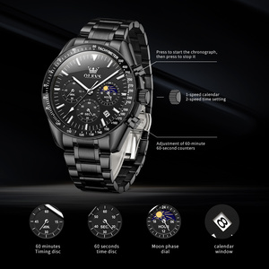 Mode chronographe montre à Quartz pour hommes <span class=keywords><strong>Moonswatch</strong></span> calendrier montre-bracelet en acier inoxydable étanche luxe homme montres - Product Image 2