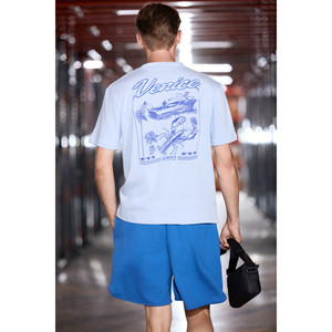 เสื้อยืดคอกลมผ้าฝ้ายออร์แกนิกทรงสบายสำหรับผู้ชาย GRIMELANGE พร้อมลายพิมพ์ - Product Image 1