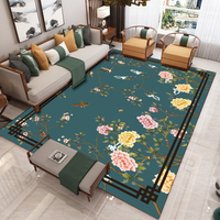 Tapis Moderne Abstrait Personnalisé pour Salon, Grand Tapis en Velours, Motif Floral Cristallin, Style Peinture à l'Encre Chinoise, Antidérapant à Pois