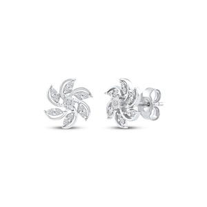 Pendientes de Diamantes Redondos Tallados en Forma de Molinillo, 0.13 Ct, Diamantes Cultivados en Laboratorio en Oro Sólido de 14K, para Uso Diario, Regalo para Mujer - Product Image 3