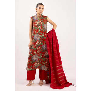 Traje Casual de Verano de 3 Piezas con Estampado Jacquard Lurex y Dupatta a Rayas con Decoración de Botones - Modelo SP-52086 - Product Image 2