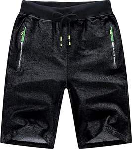 <b>Men's</b> 100% Cotton Workout Casual <b>Shorts</b> <b>with</b> <b>Zipper</b> <b>Pockets</b> and Elastic Waist Solid Pattern Eco-Friendly Plain Dyed - Product Image 3