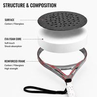Raquette de padel en fibre de carbone 3K, noyau souple en EVA, légère, puissante et contrôlable, pour jeu en intérieur et en extérieur.