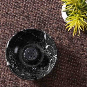 Porte-agarwatti en pierre de marbre noir fait à la main élégant maison haut tendance décor de table de Pâques pour cadeaux d'occasion bougeoir - Product Image 2