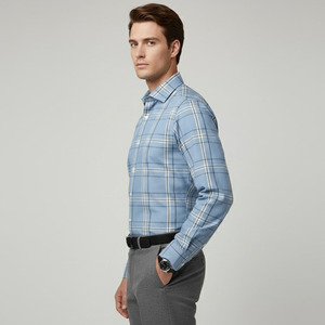 ชุดเดรสลายทางของผู้ชายเสื้อเชิ้ตทรงพอดีตัวแขนยาวเป็นมิตรกับสิ่งแวดล้อม - Product Image 2