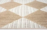 Meistverkauftes Produkt Indischer Hersteller Moderner Geometrischer Jute-Teppich Rechteckiger Outdoor Rutschfester Flachgewebter Beige-Weißer Teppich