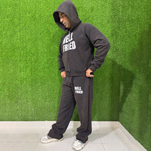 2025 Unisex Lightweight Breathable Elastic Fleece Plus Size Streetwear Hoodie Sweatpants <b>Jogger</b> Sets 2 Piece Winter Sweatsuits - Product Image 1