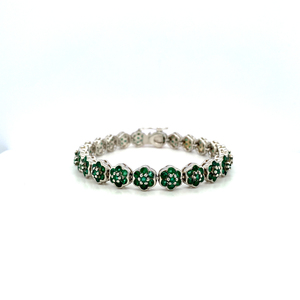 Adjustable <b>Women's</b> Emerald Colour Lab Gemstone Tennis <b>Bracelets</b> 925 <b>Sterling</b> <b>Silver</b> <b>Women</b> Jewelry Emerald Tennis <b>Bracelet</b> - Product Image 3
