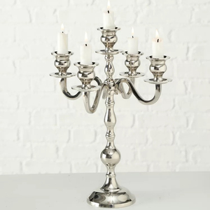 Vente chaude Métal Aluminium Argent 5 Bras Candélabre Bougeoir Bougeoir Conception Attractive Décoration De Mariage Et Église - Product Image 3