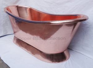 ใหม่ล่าสุดขนาด72นิ้วอ่างอาบน้ำทองแดงขัดเงาแนววินเทจพร้อมฐานเอียงสำหรับบ้านและโรงแรมวัสดุเหล็กขนาดผู้ใหญ่ - Product Image 4