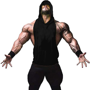 Workout <b>Men's</b> Hooded Gym Sports Bodybuilding Gym Strangler Cotton Fleece <b>Muscle</b> <b>Fit</b> Sleeveless Hoodie Gym Stringer <b>Vest</b> OEM - Product Image 2
