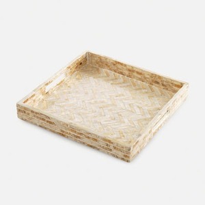 Plateau en bois avec incrustation de nacre arabe, nouveau design, plateau de service durable pour la présentation du chocolat, cadeaux pour le Ramadan et l'Aïd - Product Image 1