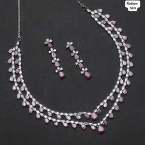 <b>Indian</b> Premium Quality Silver Alloy Fashion <b>Sets</b> Pearl <b>Necklace</b> Earrings Zircon Wedding Anniversary Parties Bridal Wear Gift - Product Image 4