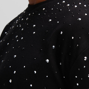 T-shirt à manches courtes pour homme INDEX APPAREL, motif à pois en strass noir, coupe classique, col rond, haut en tricot décontracté - Product Image 6