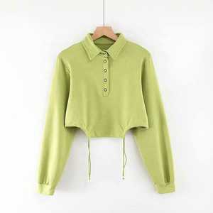 Logo personnalisé de haute qualité en coton à manches longues avec fermeture éclair blanc haut court sweat à capuche pour femme pour vêtements de sport décontracté uni - Product Image 2