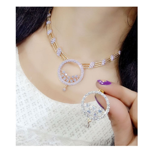 Luxury Round Necklace with Zircon <b>Pearl</b> Diamond Gold Rhodium Plated for Wedding Party Gift Made of Brass Fine <b>Jewelry</b> <b>Set</b> - Product Image 2