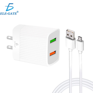 Caricabatterie Rapido QC 3.0 & 2.0 per Android 24W 2 USB con Cavo Micro V8 Uscita 5V3A Compatibile con Telefoni Cellulari - Product Image 1