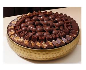 Bol de présentation rond en métal écologique fait à la main pour chocolat/douceurs avec support, aspect haut de gamme, moderne, passe au lave-vaisselle, sans plomb - Product Image 4