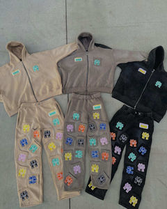 ชุดวอร์มผู้ชายผ้าคอตตอน 100% หนานุ่ม ยี่ห้อ Custom Vendor ปักลาย ตัดเย็บแบบ Acid Wash สีพื้น - Product Image 4