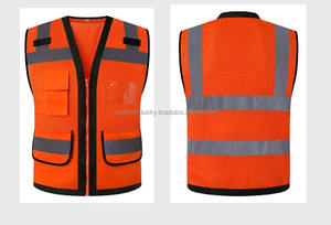 Hi Vis Polyester Mesh Vest for Men Reflective Construction Work Clothes with Zipper Pockets Workwear Safety Jacket - Product Image 4