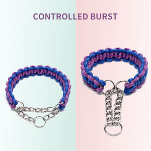 Azul púrpura ocho hebras de nailon trenzado P cadena antideslizante fuerte Metal Pull Clip Anti impacto Nylon Pet Snap perro Correa y Collar Set - Product Image 5