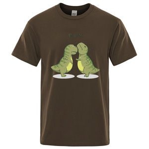 T-shirts pour hommes Hug Me Kawaii, petit dinosaure vert amusant, T-shirts amples, T-shirts en coton d'été, T-shirts surdimensionnés, manches courtes de style streetwear - Product Image 3