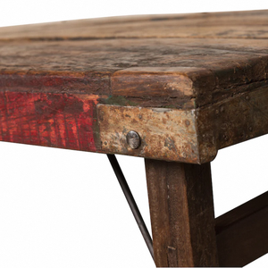 Rustic Handcrafted Wooden Fold-Up <b>Table</b> with Industrial Metal Bracket Detailing, Multi-Purpose Portable Display and <b>Buffet</b> <b>Table</b> - Product Image 3