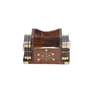 Ensemble de sous-verres en bois de Sheesham antique non fini, design original et écologique, pour la décoration de la maison, la cuisine, sous-verres et tapis faits à la main - Product Image 1