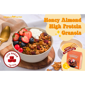 Granola aux amandes et au miel riche en protéines, faible en sucre, céréales pour adultes - Product Image 1