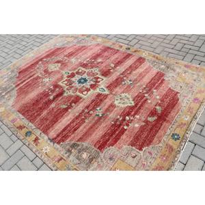Grand tapis turc vintage 6,1x8,3 pi (185x254 cm), tapis rouge style sud-ouest - Product Image 4