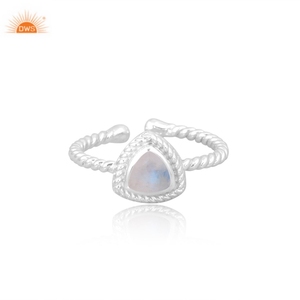 Anillo apilable estilo trillón de piedra lunar arcoíris genuino de mayorista, joyería fina de Plata de Ley 925 para mujeres para fiestas - Product Image 2