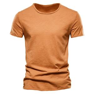 Camiseta de algodón 100% para hombre, camisetas finas informales suaves de verano para Fitness, camiseta sólida de manga corta con cuello redondo para hombre - Product Image 2