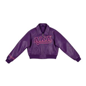Veste universitaire de luxe rouge Greek Life |   Blouson bomber brodé pour femmes, blouson pour la fête des fondatrices de la sororité, blouson AKA pour le chapitre - Product Image 2