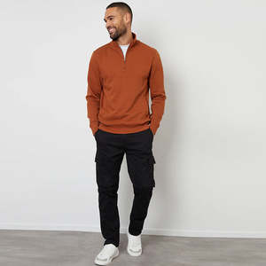 เสื้อสเวตเตอร์มีซิปสำหรับผู้ชายเสื้อขนแกะคอกลมผ้าฝ้าย100% ปรับขนาดได้ใส่ได้ทั้งชายและหญิงโลโก้ OEM - Product Image 3