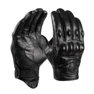 Full Leather Motorbike Gloves Waterproof Knuckle Protection Classic Motorcycle Gloves With Palm Sliders SHGS009