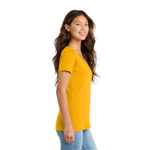 Womens V Neck T-<b>Shirt</b> Soft Cotton Fabric Casual Short Sleeve <b>Tee</b> OEM Custom Logo Apparel Supplier - Product Image 4