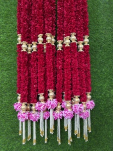 Rosa tela jazmín cadena Eid flor guirnalda evento Sur indio boda Floral decoración nupcial ducha Diwali Holi decoración del hogar - Product Image 5