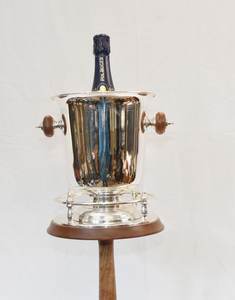 Expensive Metal <b>Champagne</b> Ice <b>Bucket</b> <b>With</b> Nickle Plated Finishing Wine Cooler <b>With</b> Stylish Wooden <b>Stand</b> Base & Handle Chiller - Product Image 2