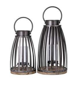 Portavelas de hierro galvanizado hecho a mano de alta calidad, juego de Faroles, 2 tubos de vidrio, votivo, a prueba de viento, decoración del hogar, Material de acero - Product Image 3