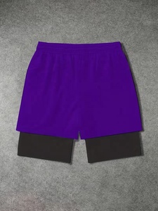 Men Nonwoven Solid Running Shorts Men Solid Purple Drawstring Shorts Quick Dry Casual Gym Fitness Workout Bottoms <b>Mid</b> Waist - Product Image 2