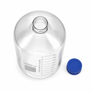 Botella de Vidrio Borosilicato de 20L para Almacenamiento de Reactivos, Graduada, Redonda, con Tapa Azul de Rosca GL45 - Product Image 2
