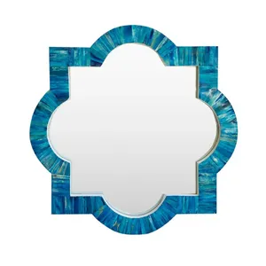 Miroir mural moderne de luxe en incrustation d'os fabriqué en Inde Nouveau cadre en bois au design traditionnel antique personnalisé pour le mur de la salle de bain - Product Image 1